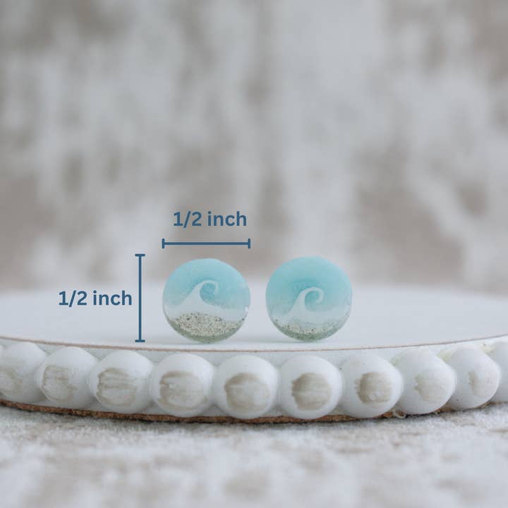 Sandy Beaches Shop - Wholesale Stud/Post Earrings - Custom Sand Wave Stud Earrings | Beach Sand3