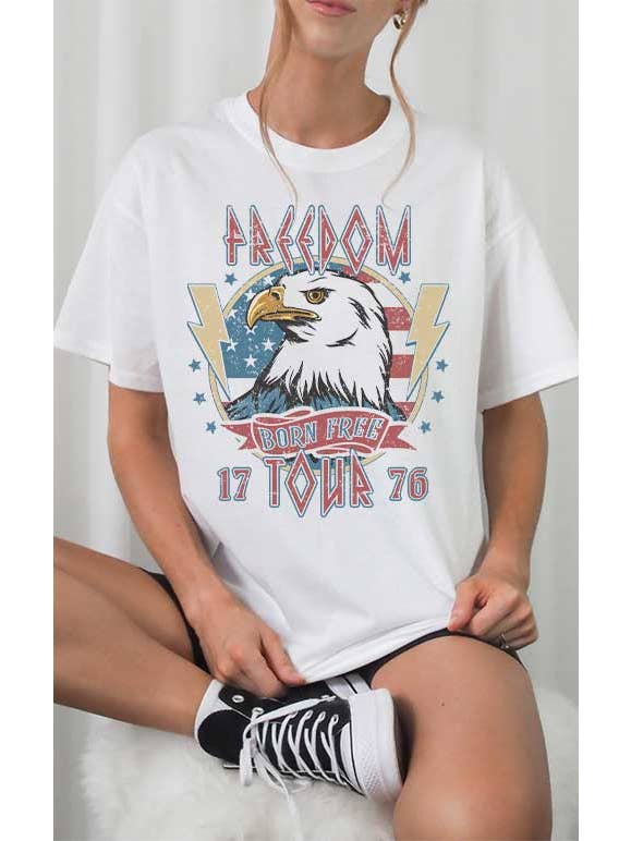 Select Apparel - Vendita all'ingrosso Tunica - Donna - Maglietta grafica oversize vintage Freedom Tour Eagle1
