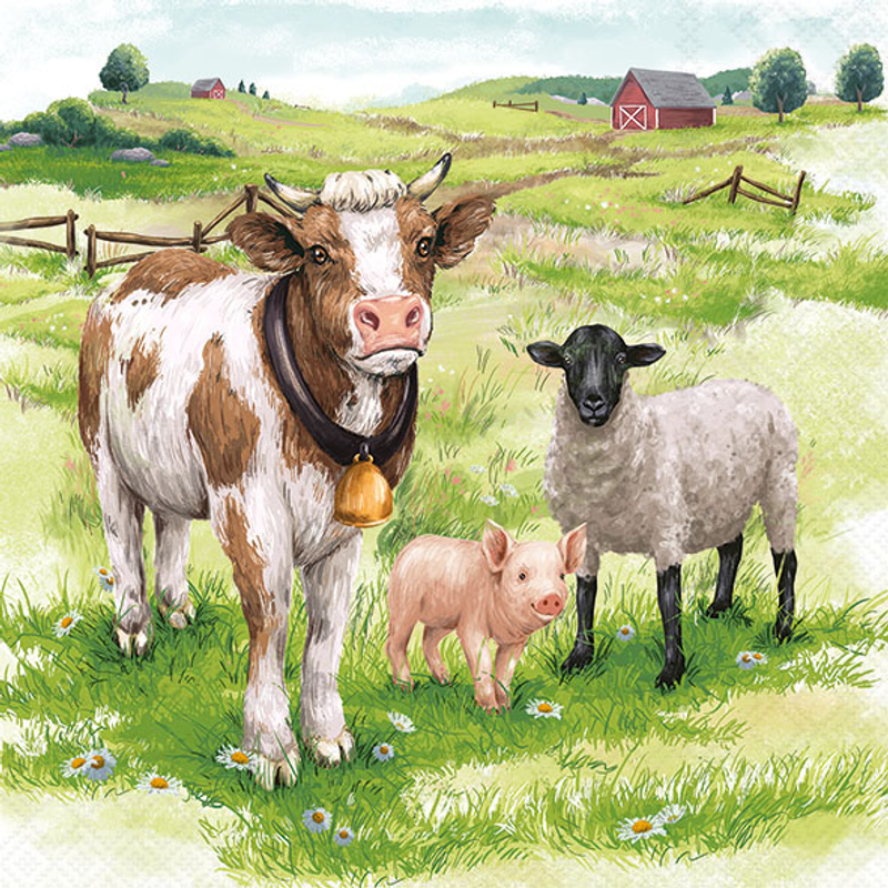 Elegant Gifts - Wholesale Disposable Napkin - Lunch Napkin - Farm Animals0
