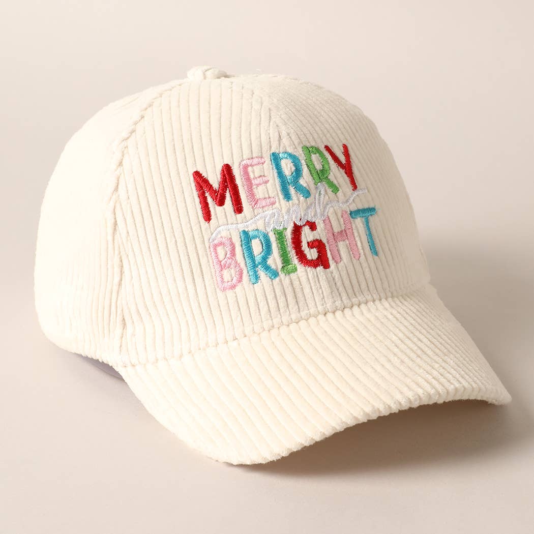 Fashion City - Wholesale Baseball Cap - Women's - MERRY BRIGHT Embroidery Corduroy Cap17