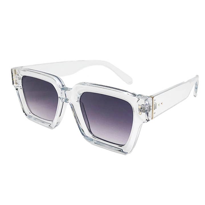 Maple Sunglasses (Walnut | Beechwood | Rosewood & Maplewood) - Wholesale Sunglasses - Women's - Lennox - Thick Cut Square Frame, in Clear or Marble