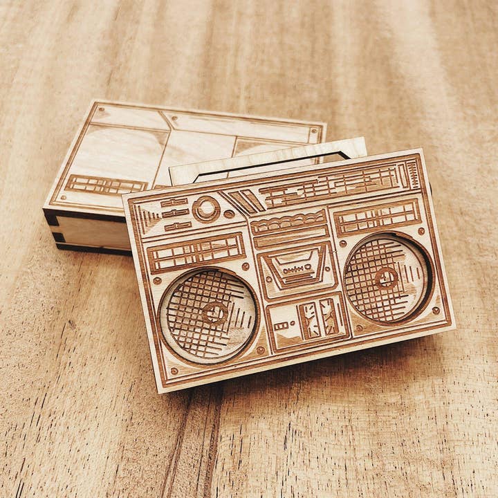 Miniature Wood Boombox for wholesale by The Wooden Pin