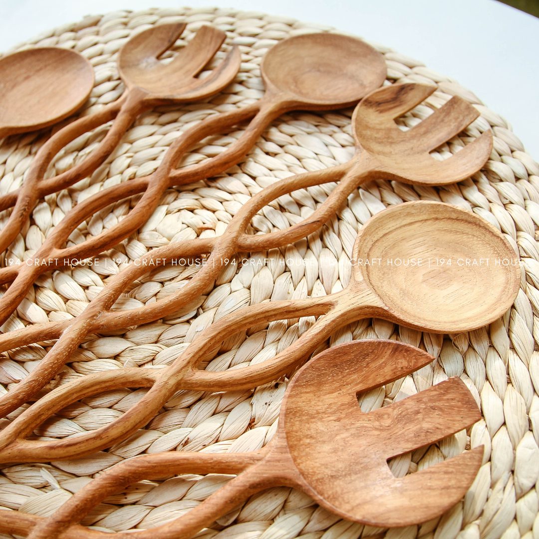 194 Craft House – wholesale Serving utensil – Twisted Handle Wooden Spoon 12" - Kitchen Serving Utensils9