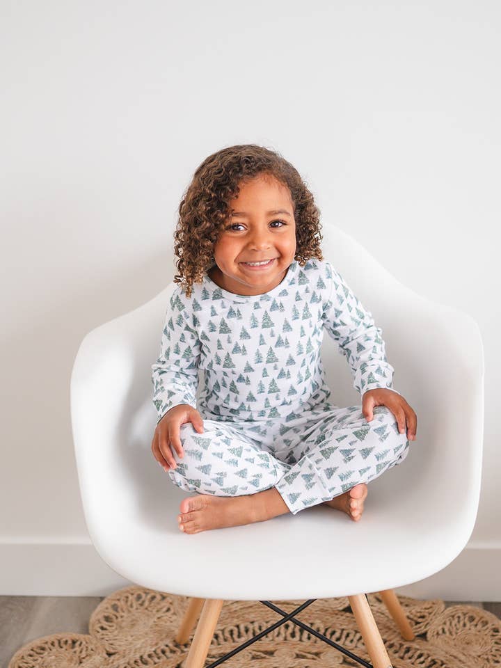 Gaia Baby Goods - Wholesale Sleepsuit - Baby - Organic Cotton Baby Toddler Pajamas Holiday Christmas Trees