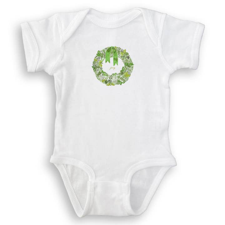 French Graffiti - Wholesale Tea Towel - Green Wreath with Joy14