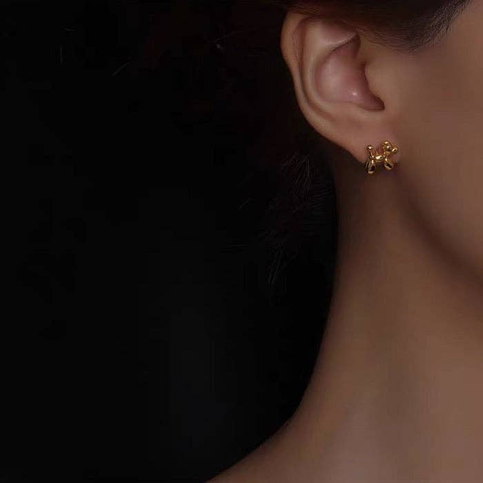 LanLivia - Wholesale Stud/Post Earrings - Cute Ballon Dog Small Ear Studs-Gold n Silver2