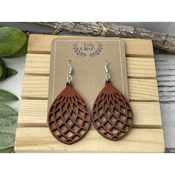 Truly Olive - Wholesale Dangle Earrings - Wood Mandala Earrings Lightweight and Super Comfortable