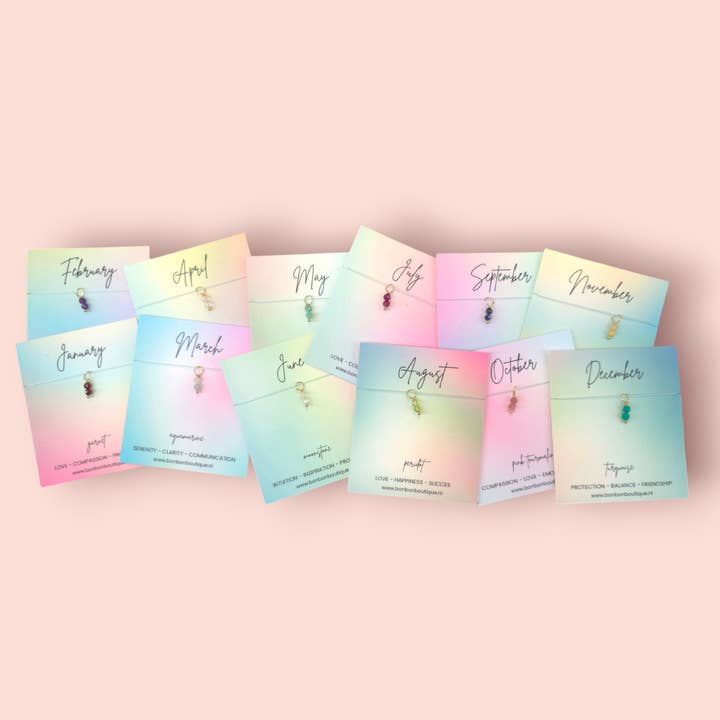 BonBon Boutique - Wholesale Pendant/charm necklace - Birthday Gemstone Charm2
