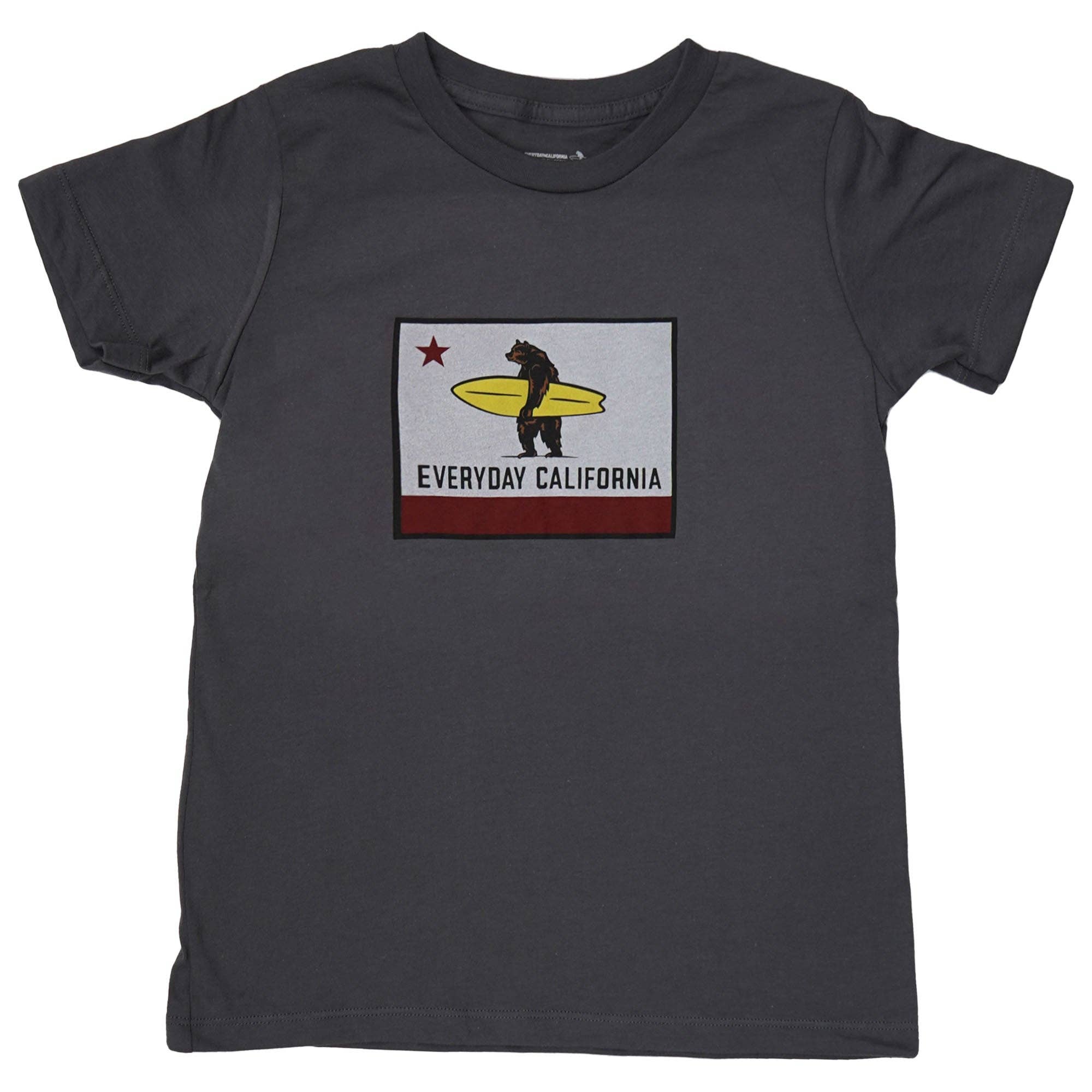 Charcoal El Joven Tee - Kid's California Surfing Bear Tee  for wholesale on Faire6