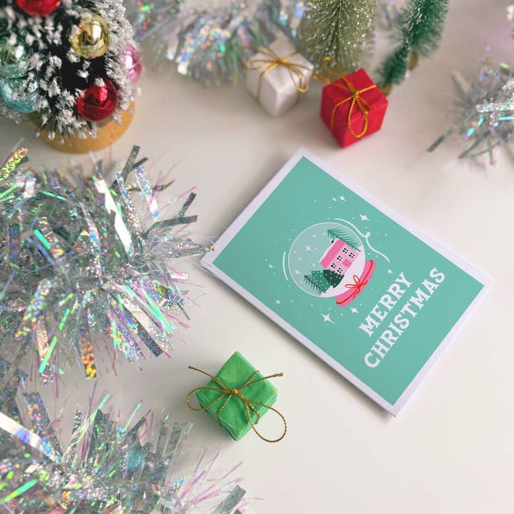 The Happy Badger – wholesale Christmas card – Snow Globe Christmas Card | Seasons Greetings Card2