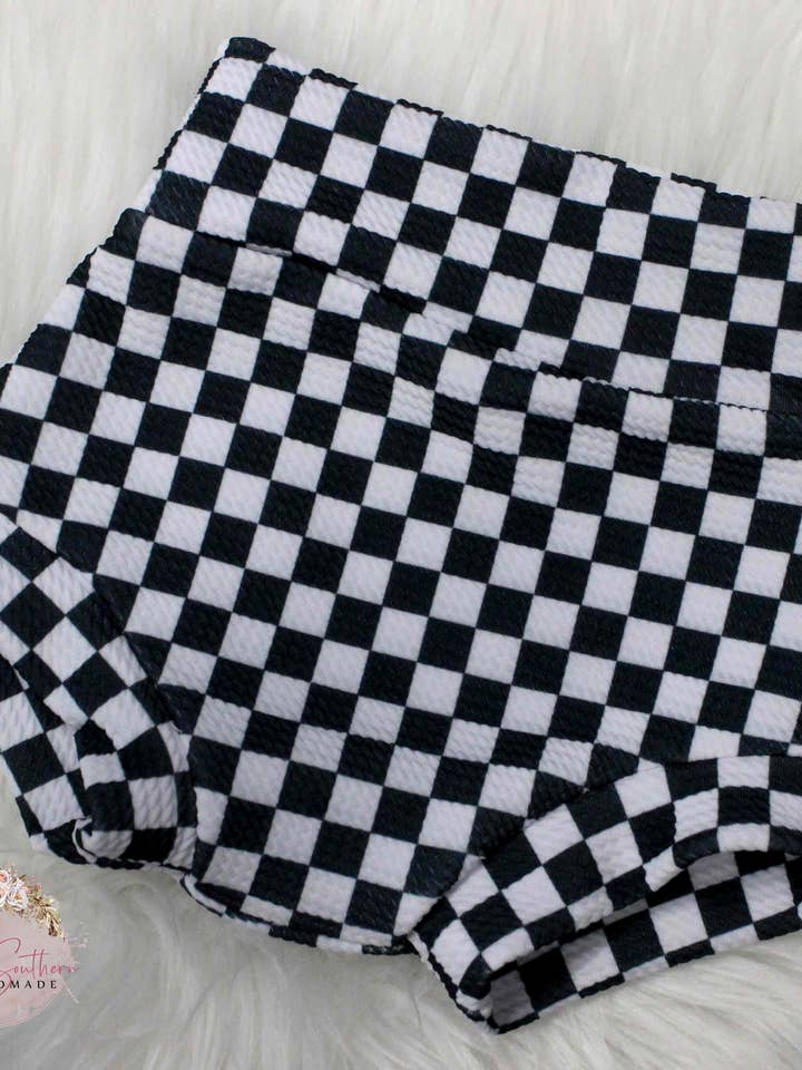 Black and White Checkered Outfit/Gender Neutral Checkerboard for wholesale by Sew Southern Kids Couture