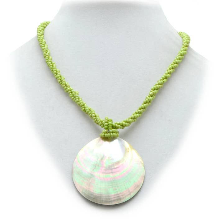 Shell MOP Grey necklace seed bead antique Lime for wholesale by Erik & Mike