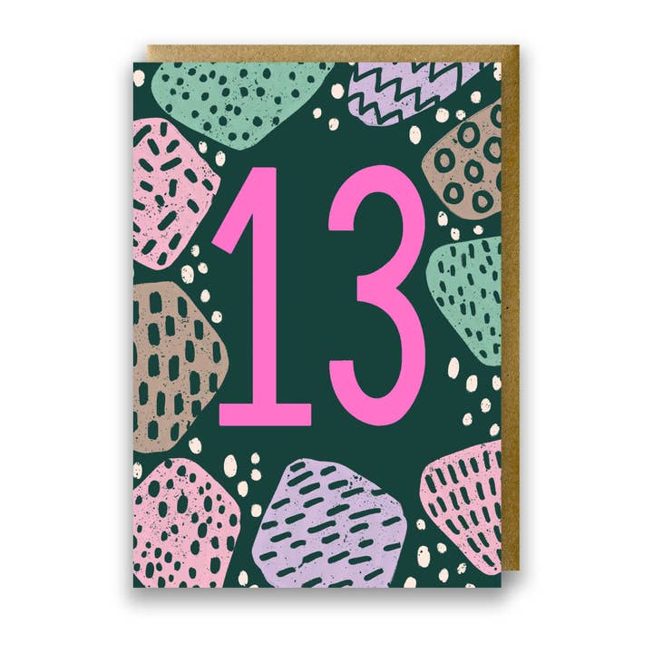 Teen Neon Age 13 Birthday Card for wholesale by Jessie Maeve Studio