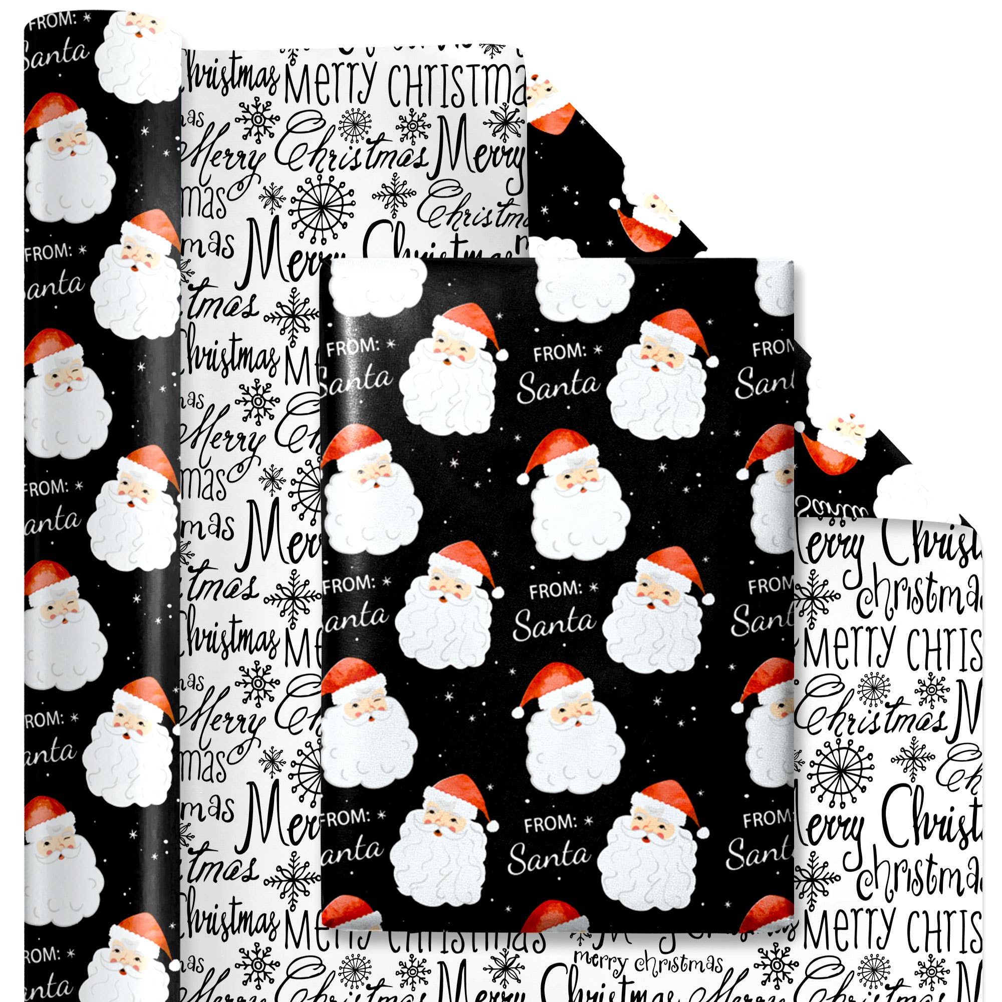 LA Ribbons Wholesale - Wholesale Wrapping Paper Roll - 24" x 417' Reversible Holiday Wrapping Paper Half Ream | "From Santa/Merry Christmas"4