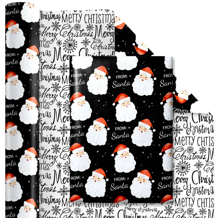 LA Ribbons Wholesale - Wholesale Wrapping Paper Roll - 24" x 417' Reversible Holiday Wrapping Paper Half Ream | "From Santa/Merry Christmas"
4