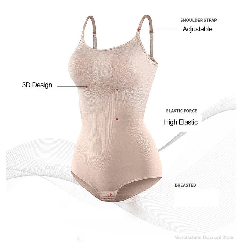 FurDecoration - Wholesale Shapewear - Women's - Solid Color Adjustable Shoulder Straps Tummy Control High Elastic Bodysuit Shapewear5