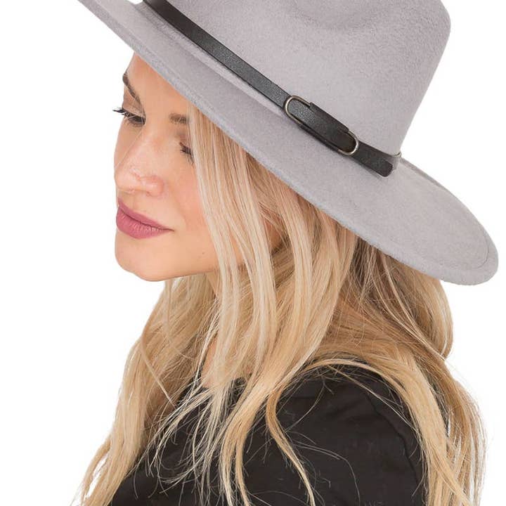 Cap Zone - Wholesale Fedora - Women's - Red Bottom Black Belt Rancher Hat Wide Brim5