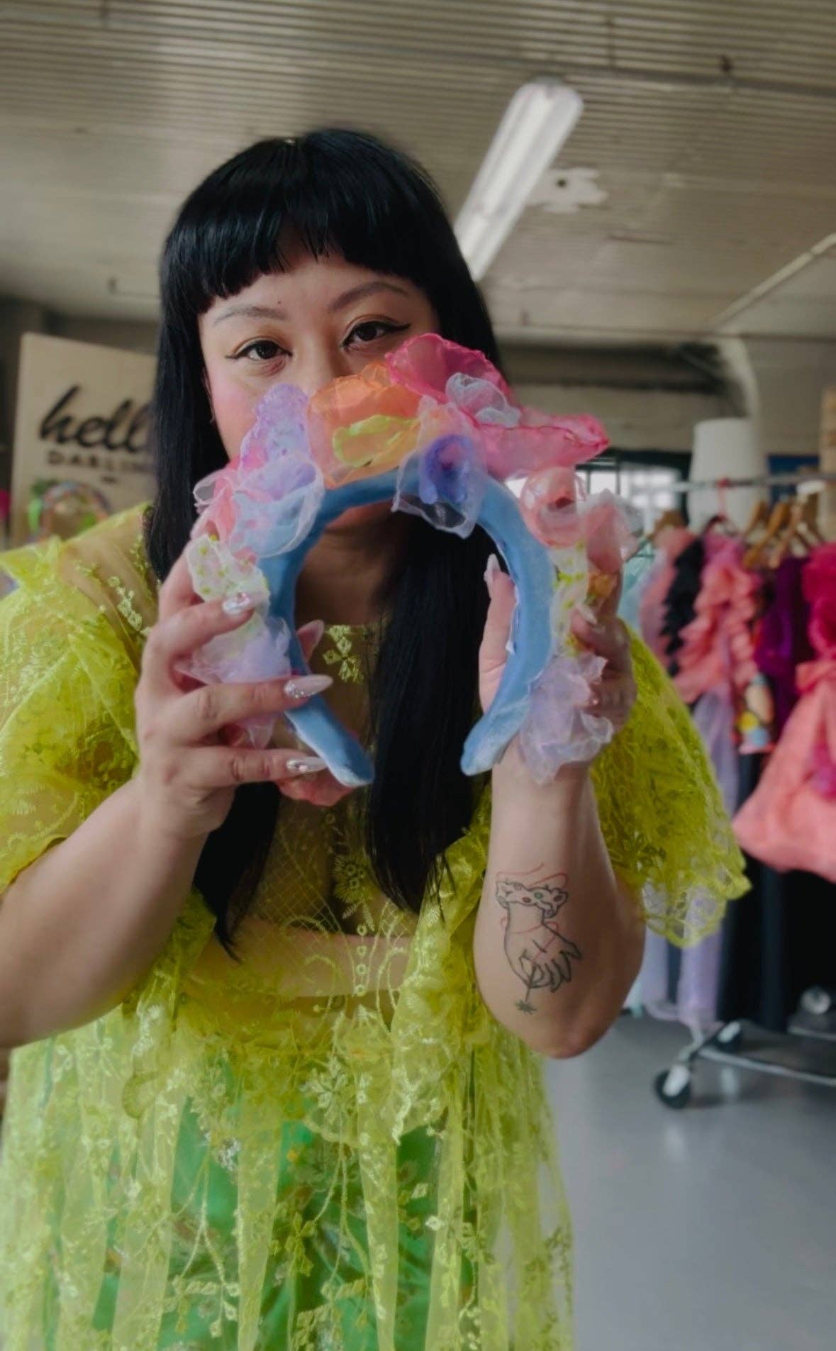 Hello Darling - Venta al por mayor Cinta para el pelo - Mujer - Diadema de organza floral azul hada1