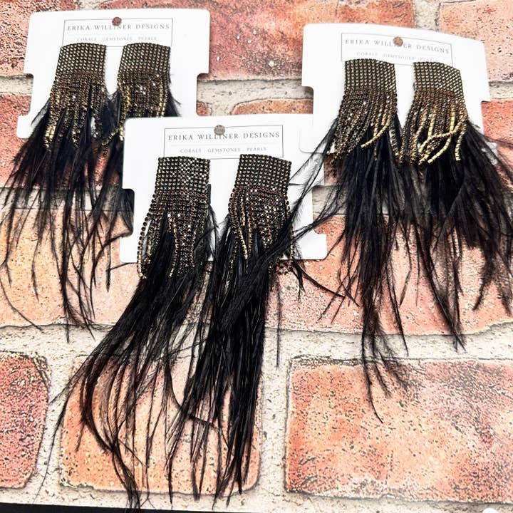 Fjer og Bling øreringe | Erika Williner Designs for engroshandel hos Erika Williner Designs