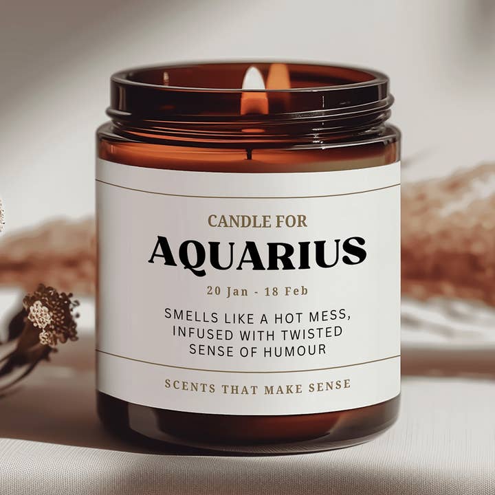 Aquarius Zodiac Candle Gift for wholesale by Fragranced Humour