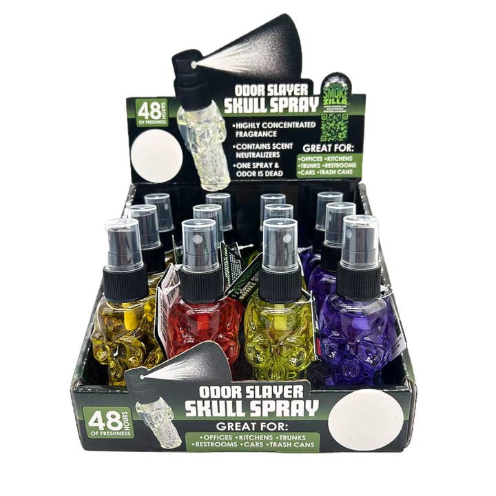 Novelty Brands - Wholesale Air Freshener - Smokezilla Air Freshener Odor Slayer Skull Spray- 12/Display3