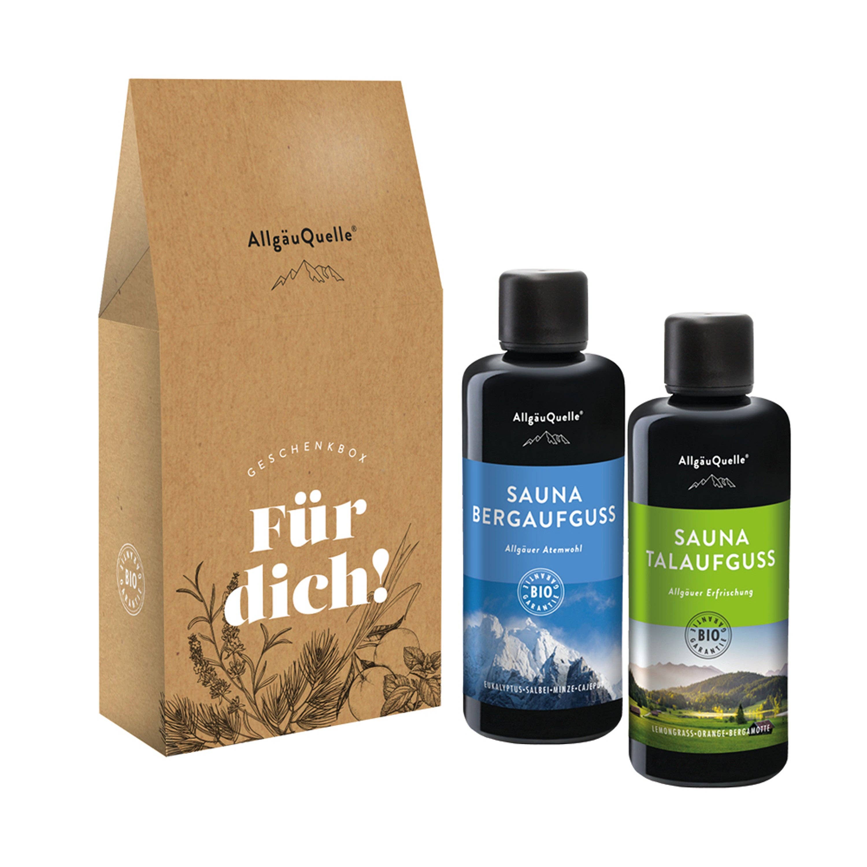 Allgäuquelle Naturprodukte GmbH – Conjunto de banho e corpo por atacado – Conjunto presente sauna 2 peças For you1