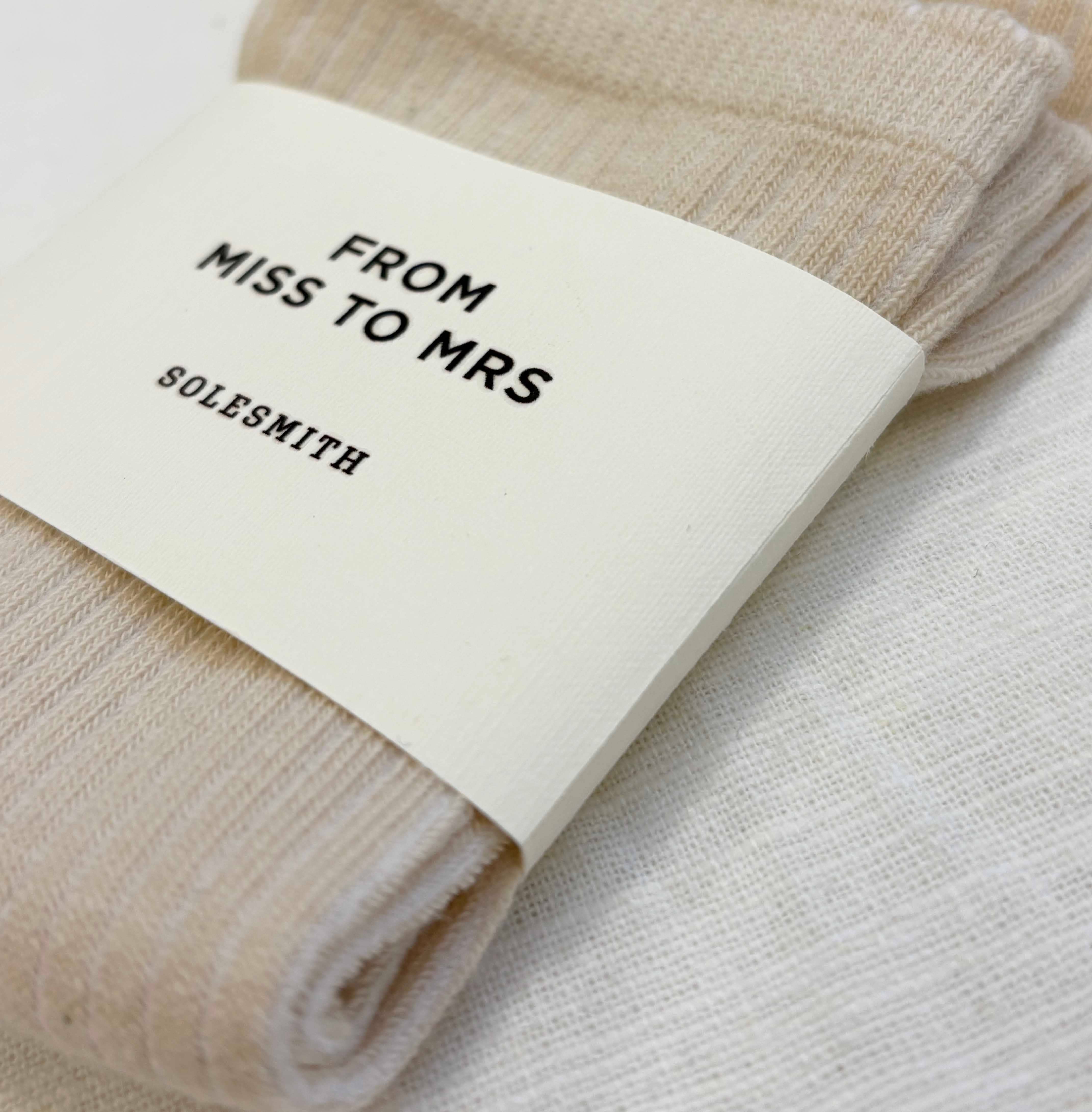 Solesmith - Wholesale Socks - Women's - From Miss to Mrs Bride To Be Cream Frilly Cuff Socks4