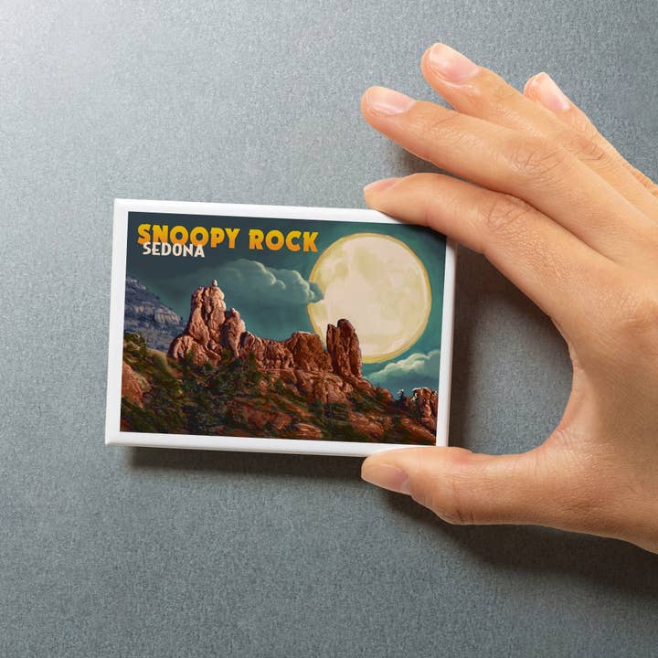 Lantern Press - Wholesale Magnet - MAGNET Sedona, Arizona, Snoopy Rock & Full Moon