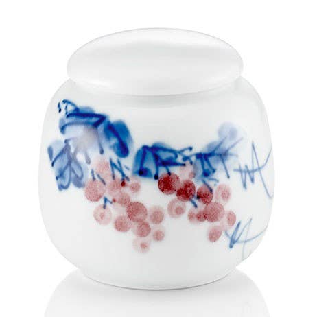 Decorated porcelain container 30g for wholesale by Tea soul