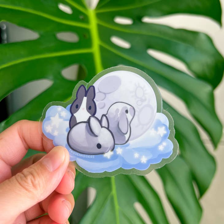 Thousand Skies - Wholesale Sticker - Vinyl Sticker (Transparent) Silver Moon Bunnies
