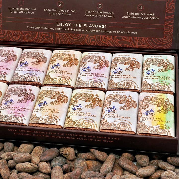 River-Sea Chocolates - Wholesale Chocolate Box - Chocolate 12 Bar Gift Sampler Box1