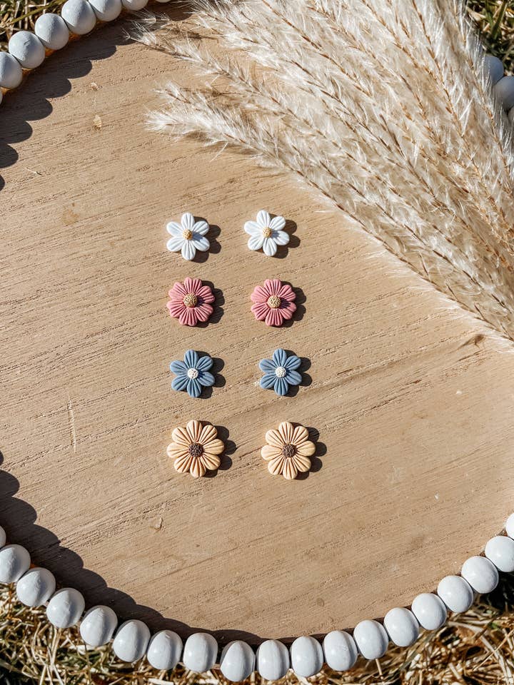 Colorful Flower Clay Stud Earrings, Minimalist Stud Earrings for wholesale by Sunflower Blossoms Boutique