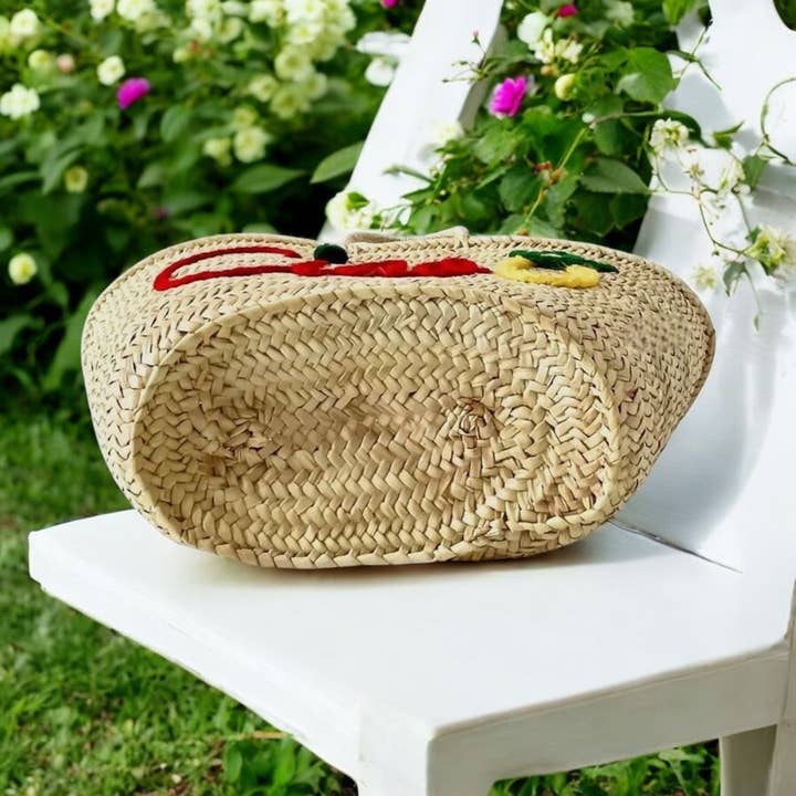 MIRAMAR Store - Wholesale Beach Bag - “Ciao” Embroidered Straw Basket Bag – 3 Sizes1