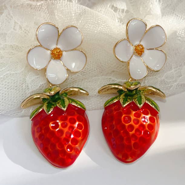Oversized Aardbei in Bloei Drop Oorring voor wholesale door Last True Angel