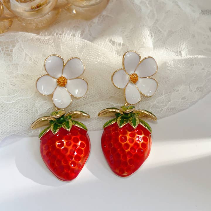 Oversized Strawberry in Bloom Drop Earring
for wholesale by Last True Angel