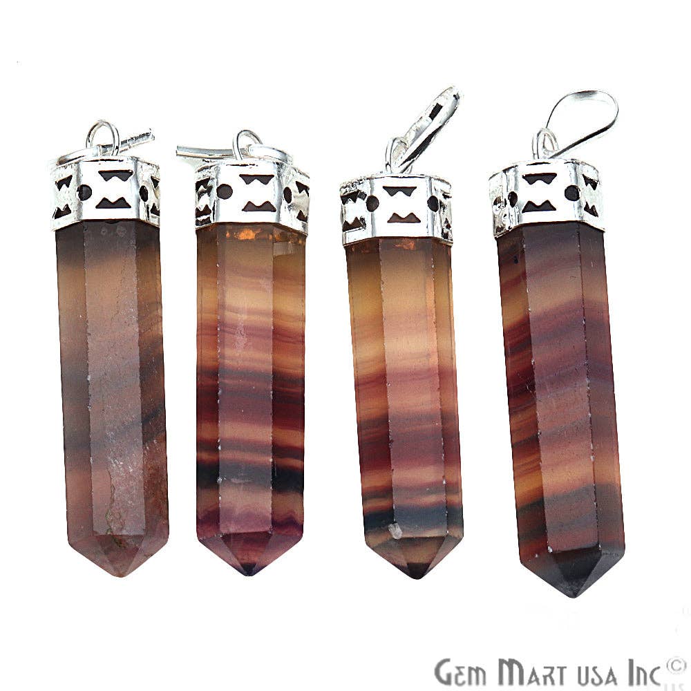 GemMartUSA – wholesale Pendant/charm necklace – DIY Healing Gemstone Silver Pencil Point Ornate Pendant 1pc4
