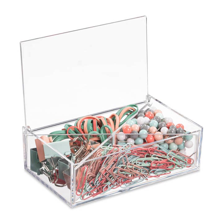 Hammont - Wholesale Gift Box - Clear Acrylic Boxes with dividers 2 Pack 6.3''X3.94''X1.97''