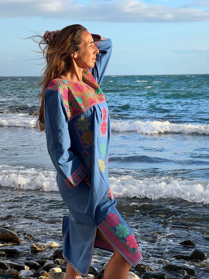 Kinomy - Wholesale Kaftan - Women's - Embroidered cotton kaftans, colorful kaftan, boho kaftan.3