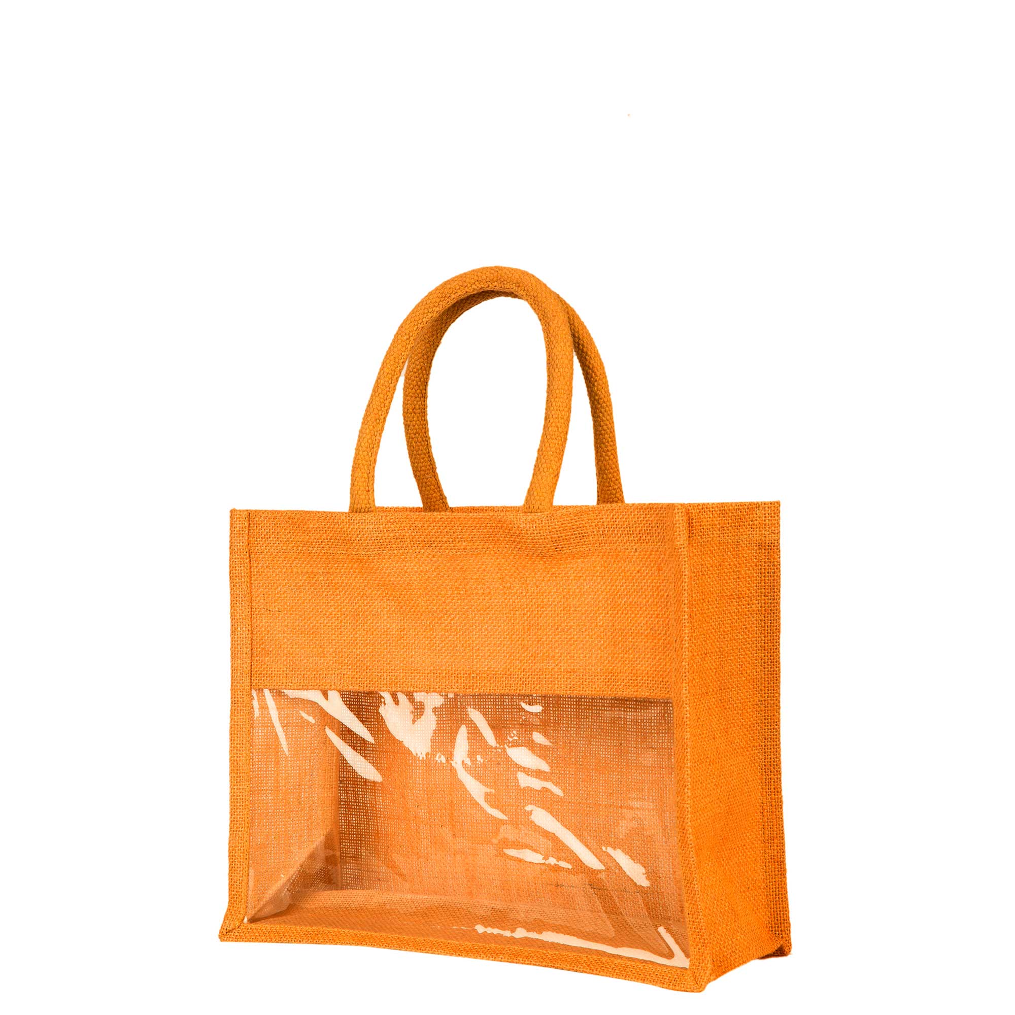 ecojutebags – wholesale Bärkasse - Unisex – Återanvändbara juteväskor – Set om 4 med PVC-fönsterpanel20