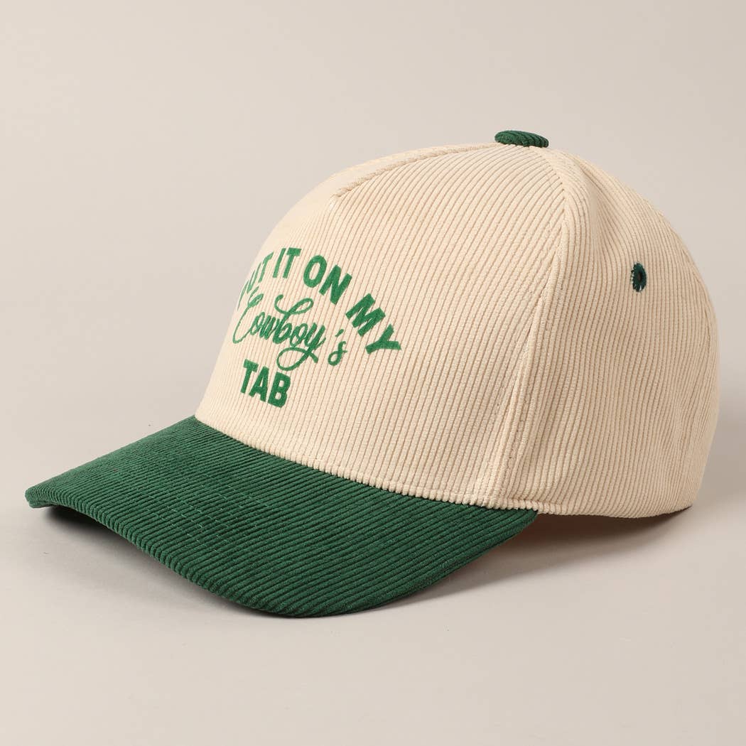 Fashion City – wholesale Baseballkeps - Unisex – Sätt den på min cowboy's Tab tvåfärgad corduroy-keps20