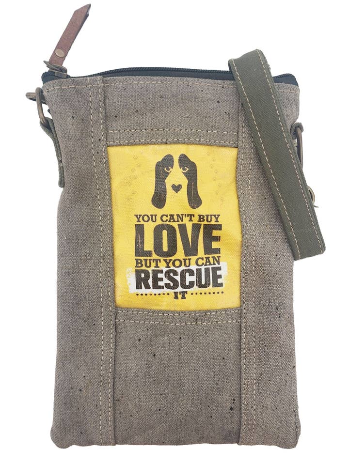 Rescue Love Recycled Tent Small Crossbody for wholesale by Vintage Addiction
