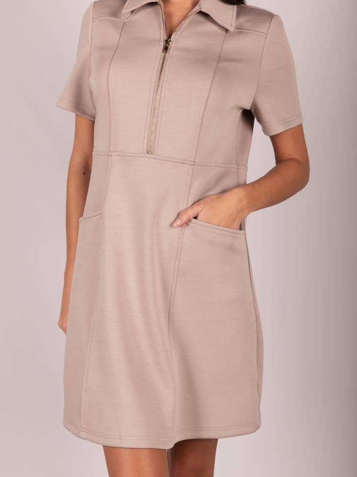 P. CILL - Wholesale Dress - Women's - P. CILL Butter Modal Quarter Zip Short Sleeve Dress19