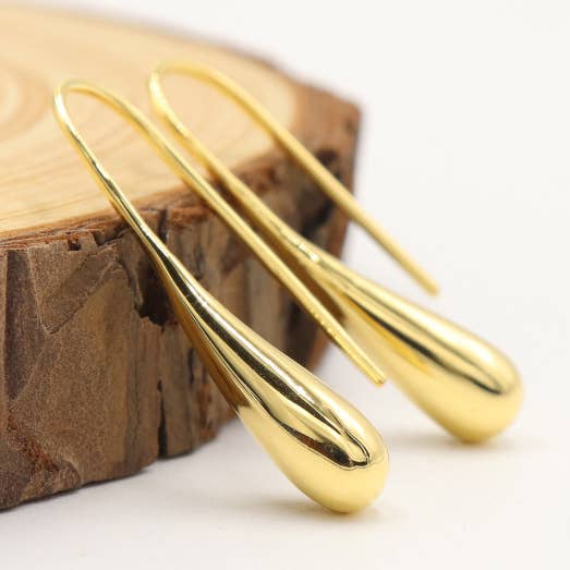 Tear Drop Silver Earrings: 18k Gold Plated Jewelry for Her for wholesale by Jay Jools