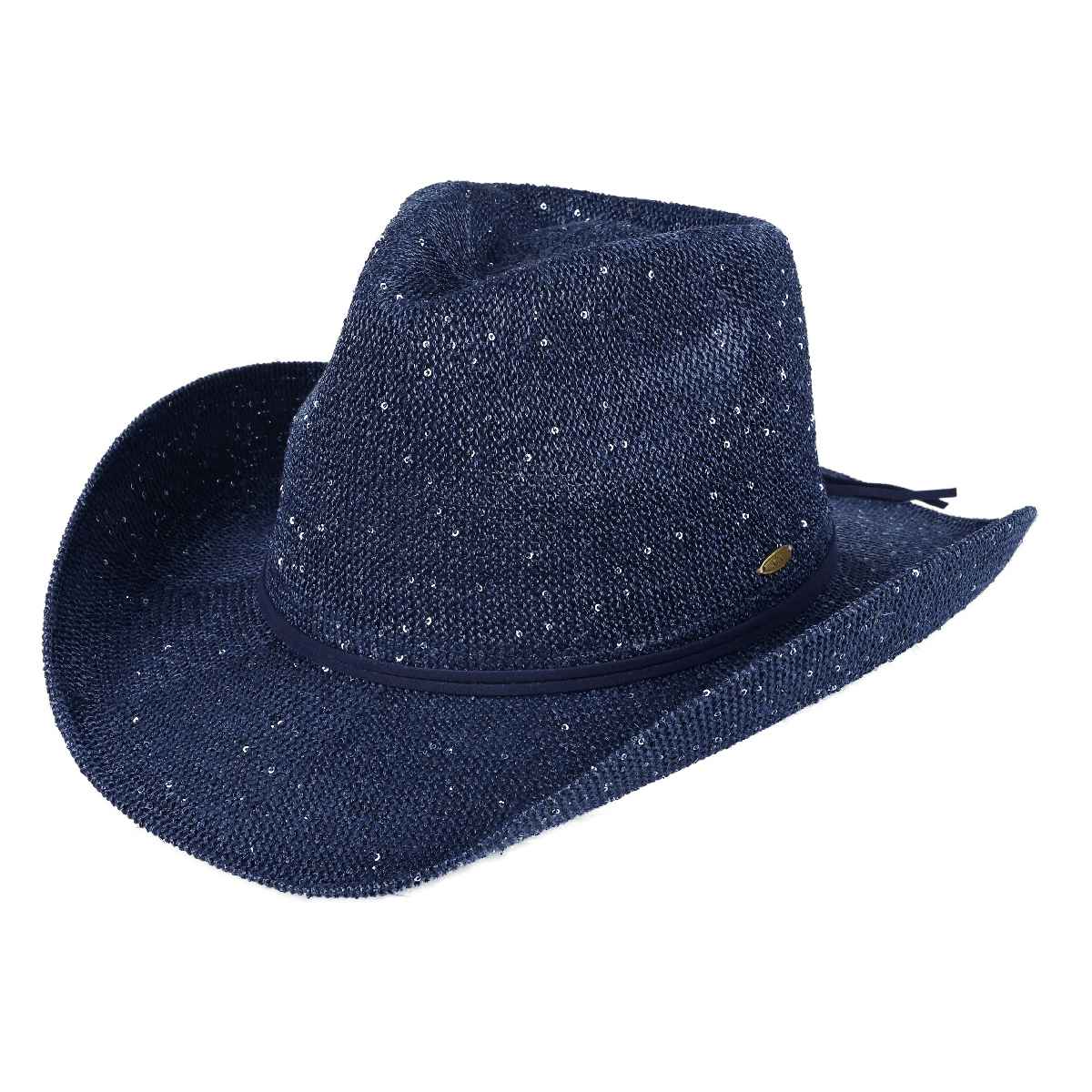 Fashion City – wholesale Cowboyhatt - Dam – Paljett Cowboyhatt med mocka String13