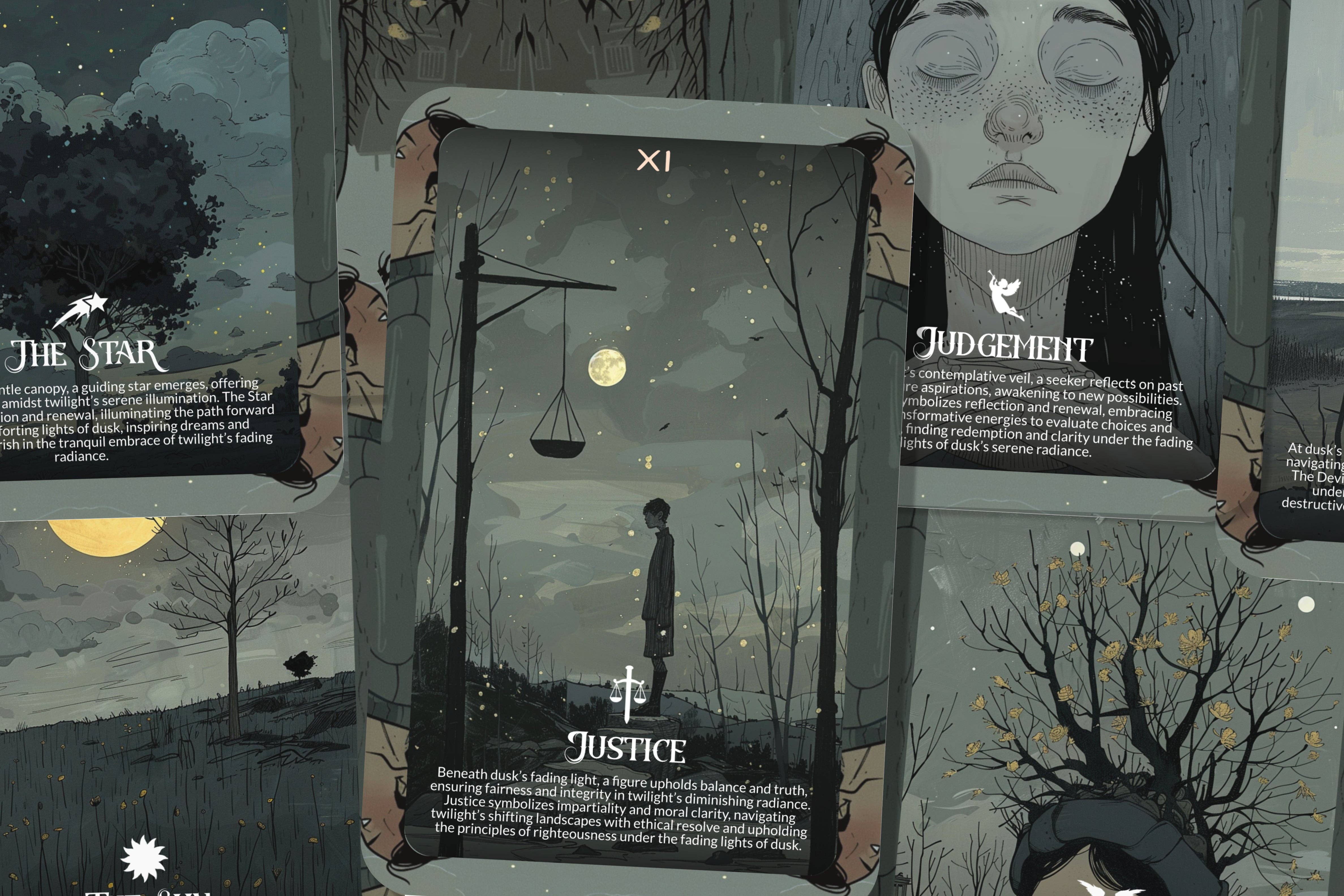 Ibiza Tarot USA – wholesale Tarot cards – The Lights of Dusk Tarot - 22 Major Arcana - A unique spiritual journey - Embracing the transitions and mysteries of twilight and dawn.2