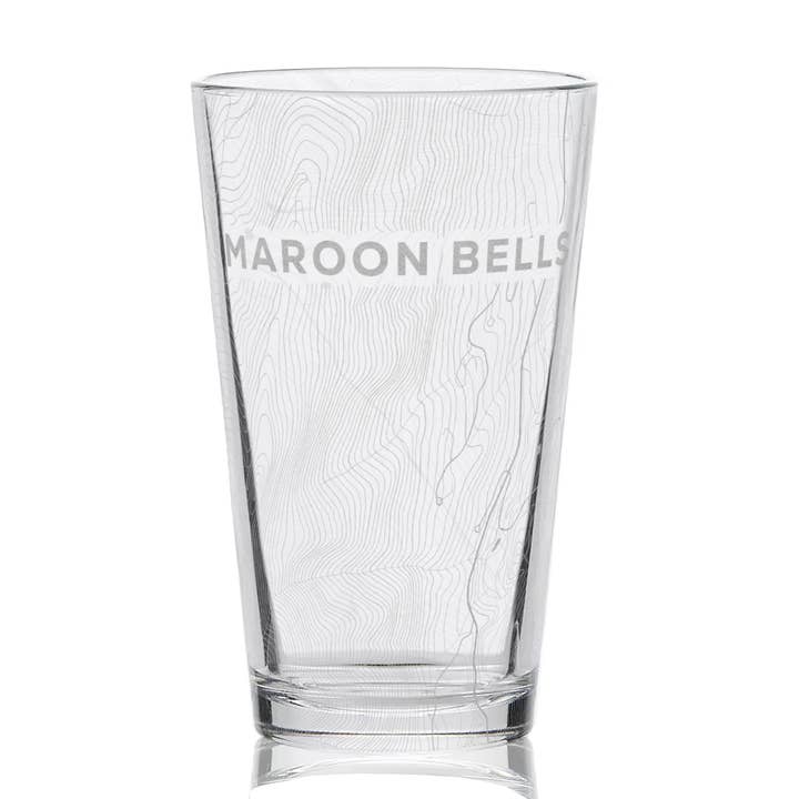 MAROON BELLS, CO Engraved City Street Map 16oz Pint Glasses for wholesale by LumEngrave