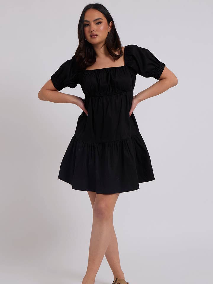 Prairie Black Tiered Dress for wholesale by Urban Bliss