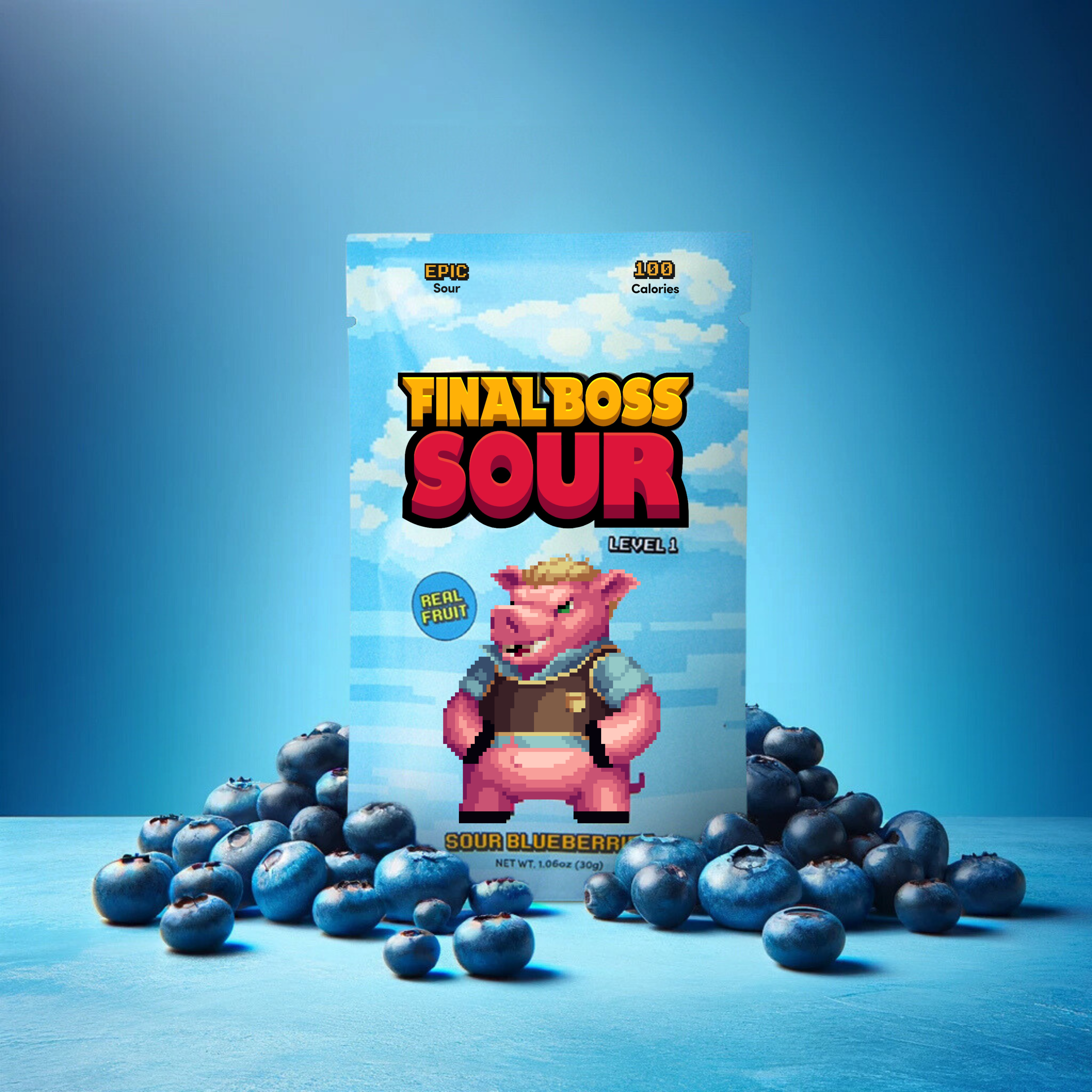 Final Boss Sour - Wholesale Gummy - Level 1 Blueberries (12 pack) Dried Fruit Sour Snack1