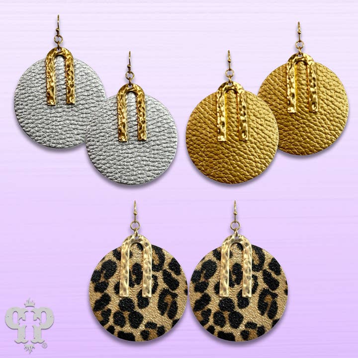 Pink Panache Brands - Wholesale Dangle Earrings - Pebbled leather circle earring - LC3