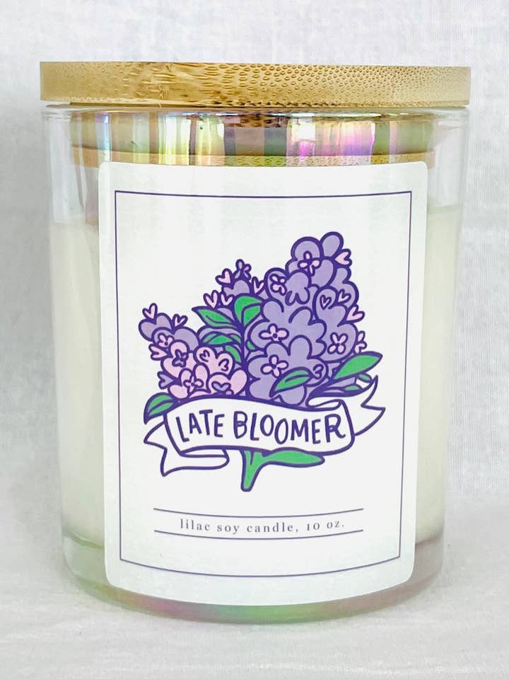 Late Bloomer lilac soy candle for wholesale by Anna Parade